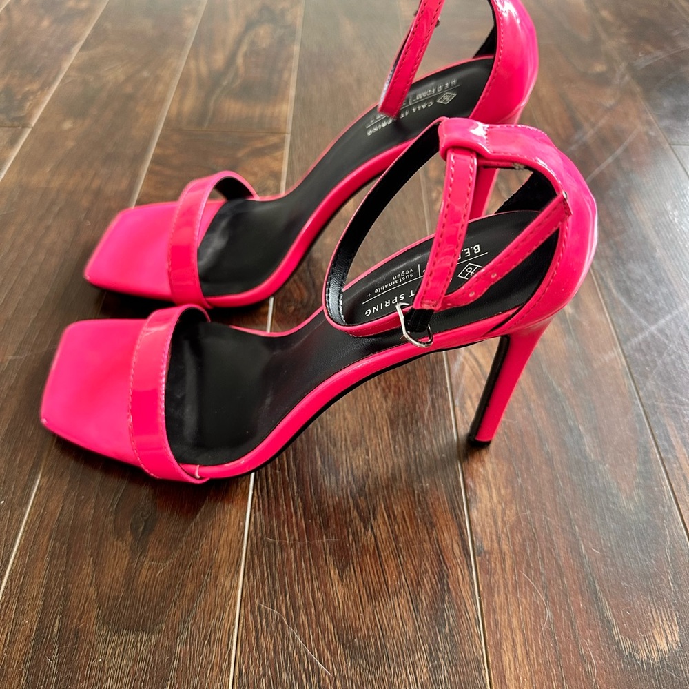Call It Spring Pink Heels Modern Square-Toe Design - Picture 2 of 2